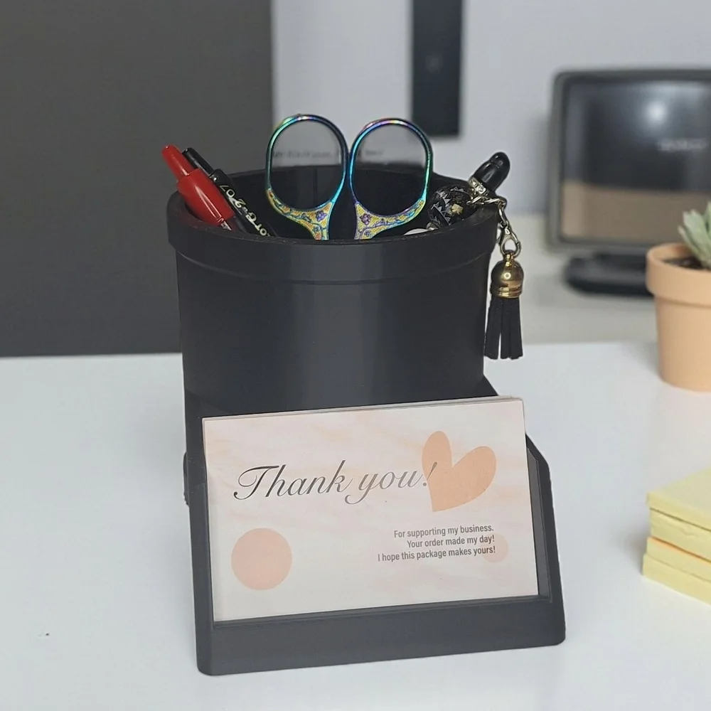 Pen / Scissor Holder with Business Card Slot!